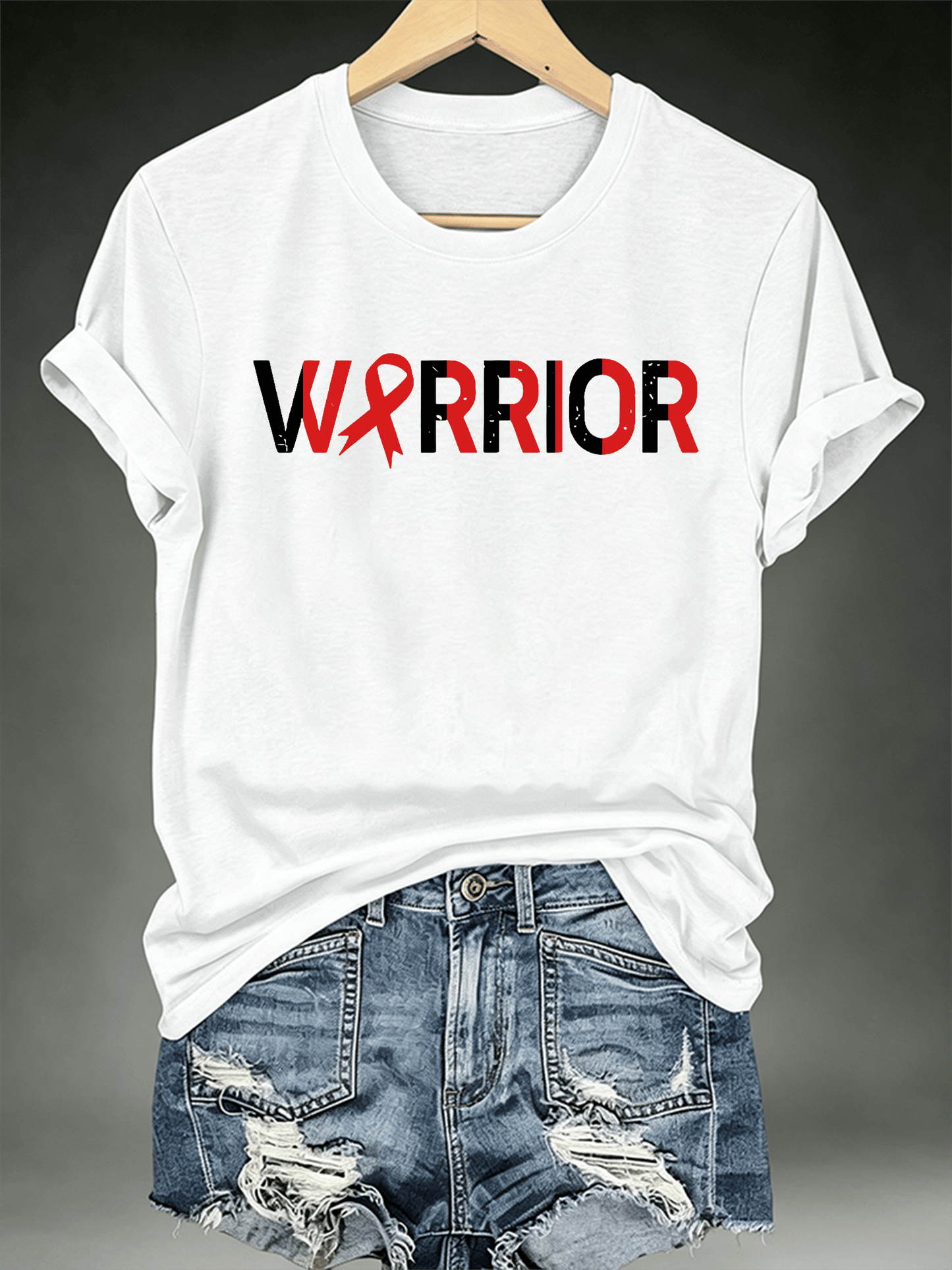 Women's T-shirts with designs promoting awareness of blood cancers