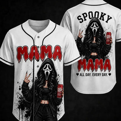 Unisex Halloween "Creepy Mom" Button-Up Baseball Jersey