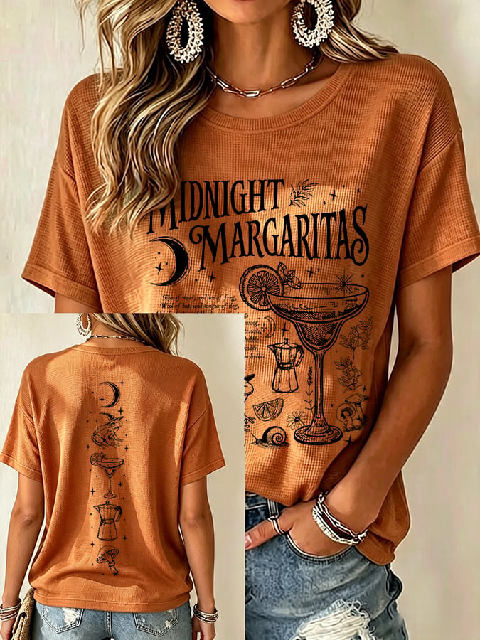 Women's Midnight Margaritas Print Casual T-shirt