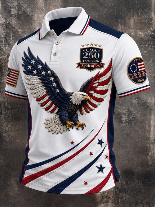 Men's Casual USA 250th Anniversary Print Polo Shirt