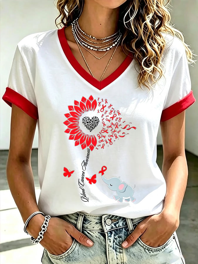 Women's Blood Cancer Awareness V-neck T-shirt
