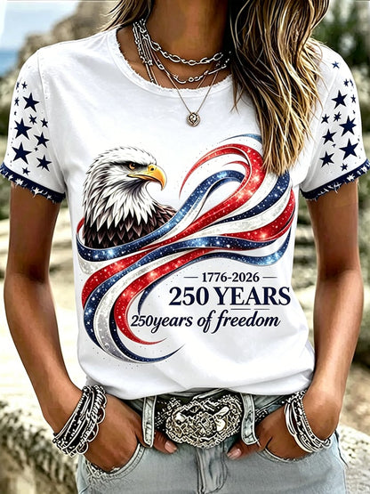 Women'S Casual U.S. 250th Anniversary Commemorative Printed T-Shirt