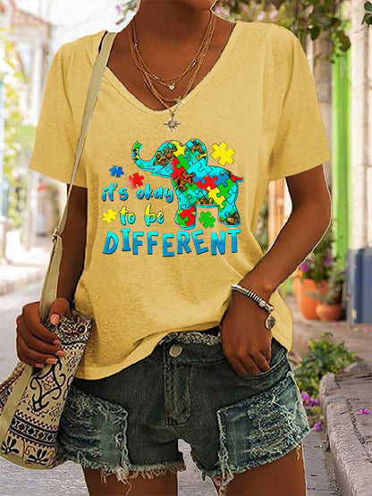 Women's It's Ok To Be Different V-Neck T-Shirt