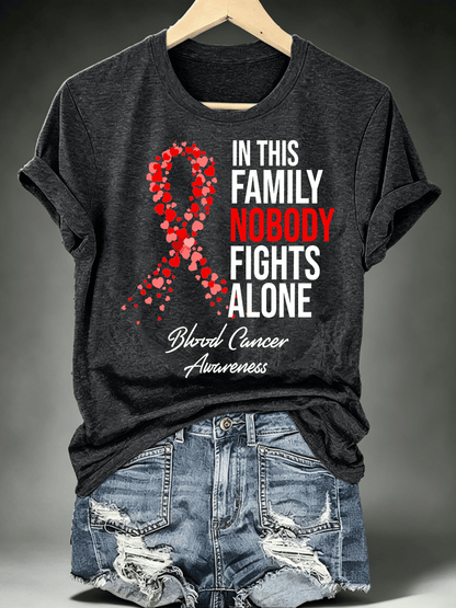 Women's IN THIS FAMILY NOBODY FIGHTS ALONE Print T-Shirt