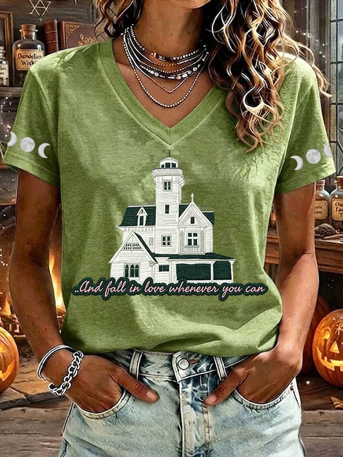 Women's Fall In Love Whenever You Can Print T-shirt