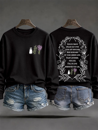 Women's Always Throw Spilled Salt Over Your Left Shoulder Print Casual Sweatshirt