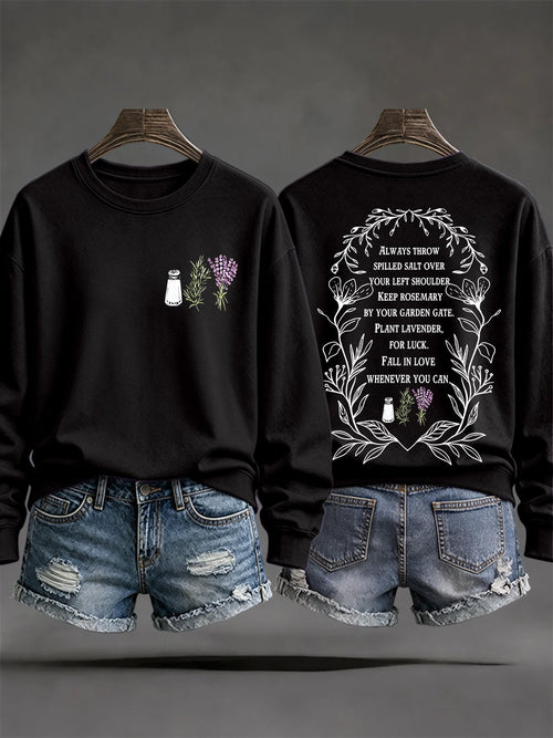 Women's Always Throw Spilled Salt Over Your Left Shoulder Print Casual Sweatshirt