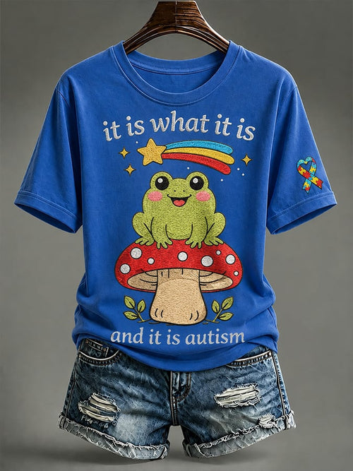 Women'S Casual Autism-Print Short-Sleeve T-Shirt