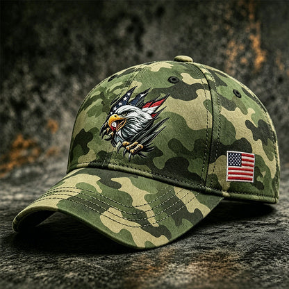 US Camouflage Eagle Art Print Casual Baseball Cap