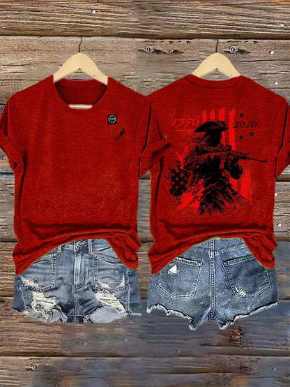 Women's  250th Anniversary Distressed American Flag 2-sided Shirt