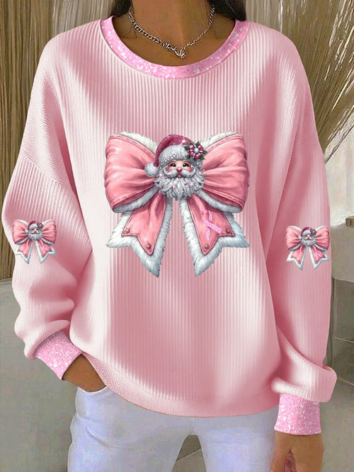 Women's Casual Pink Santa Claus Sweatshirt