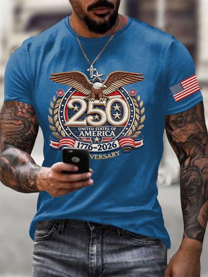 Men's 250th America Anniversary Casual Printed T-Shirt