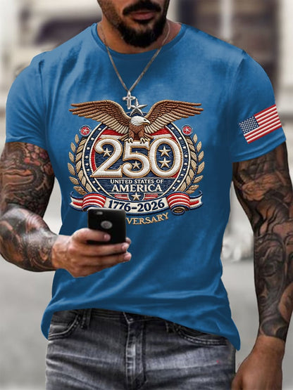 Men's 250th America Anniversary Casual Printed T-Shirt