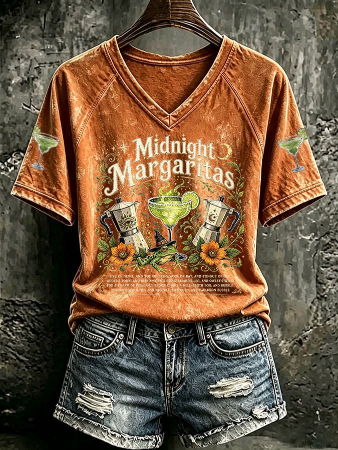 Women's Midnight Margaritas Print Casual T-shirt