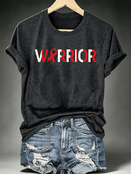 Women's T-shirts with designs promoting awareness of blood cancers