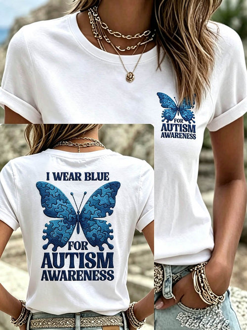 Women's Autism Awareness Graphic Casual Crewneck Top