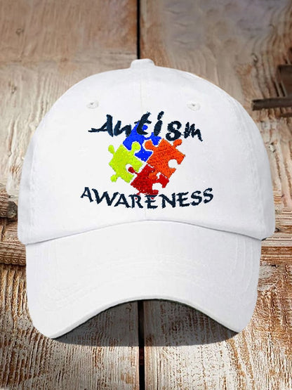 Retro Autism Awareness Puzzle Print Baseball Cap