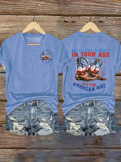 Women's V-neck We’ll put a boot in your ass it’s the American Way T-Shirt