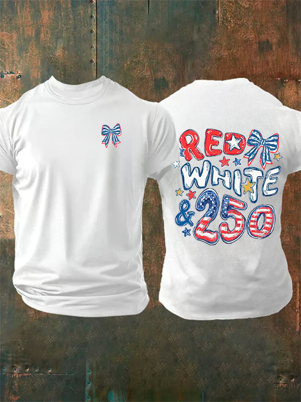 Men's  RED WHITE &250  Print  T-Shirt
