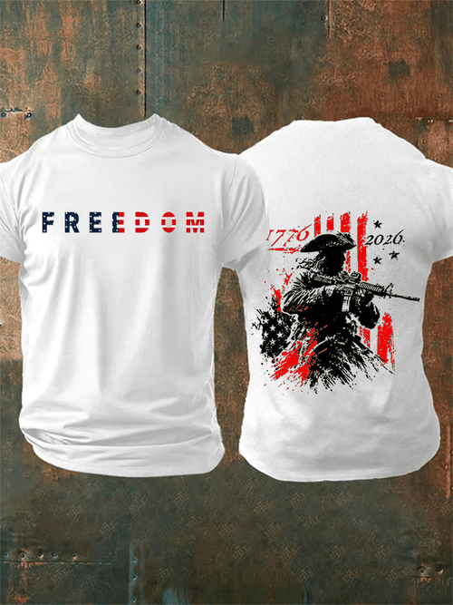 Men's 250th Anniversary Distressed American Flag 2-sided Shirt