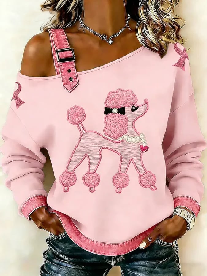 Women's casual animal print top for breast cancer awareness