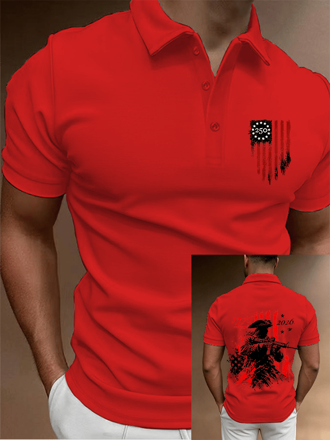 Men's 250th Anniversary Distressed American Flag 2-sided Polo Shirt