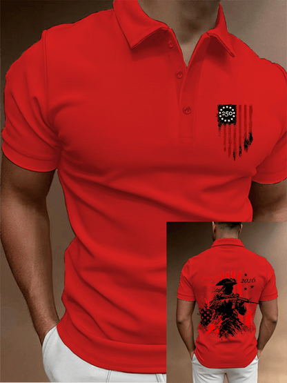 Men's 250th Anniversary Distressed American Flag 2-sided Polo Shirt