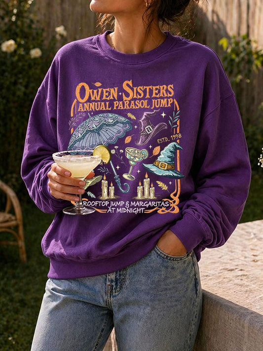 Women's Owens Sisters Annual Parasol Jump Print Casual Sweatshirt