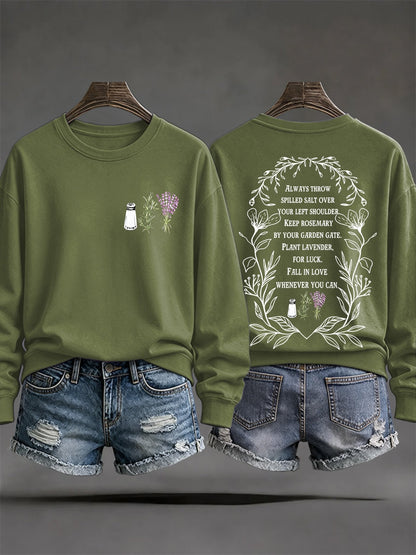 Women's Always Throw Spilled Salt Over Your Left Shoulder Print Casual Sweatshirt