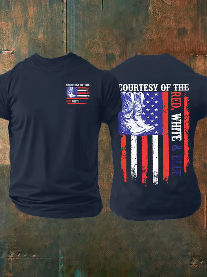 Men's  Courtesy Of Red White And Blue 250th Anniversary Flags T-Shirt
