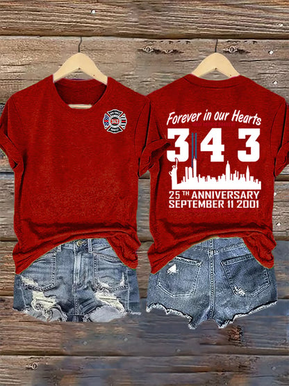 Women's 25th Anniversary 9/11 Memorial, 343 Hero Tribute Tee
