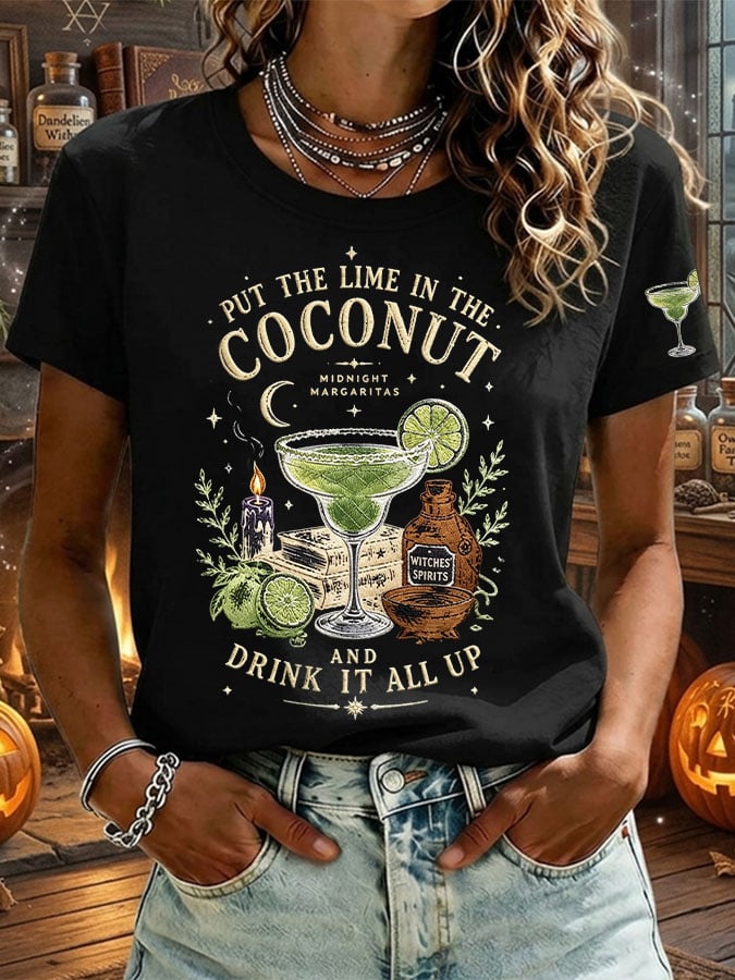 Women's Midnight Margaritas Print Casual T-shirt