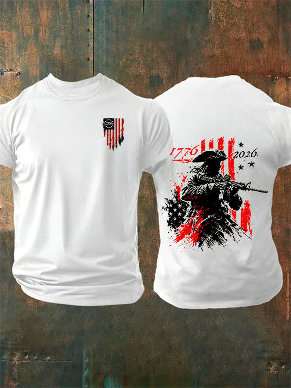 Men's 250th Anniversary Distressed American Flag 2-sided Shirt
