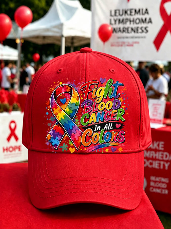 Unisex Blood Cancer Red Ribbon Health Awareness Printed Baseball Cap