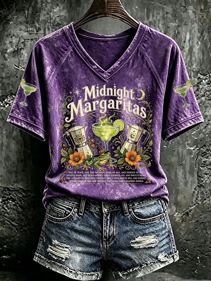 Women's Midnight Margaritas Print Casual T-shirt