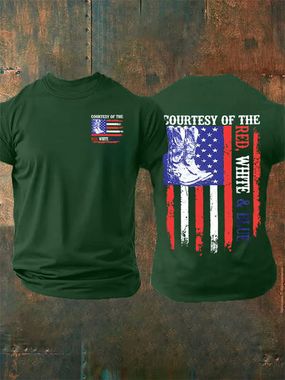 Men's  Courtesy Of Red White And Blue 250th Anniversary Flags T-Shirt