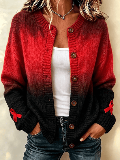 Women's Casual Printed Knit Cardigan
