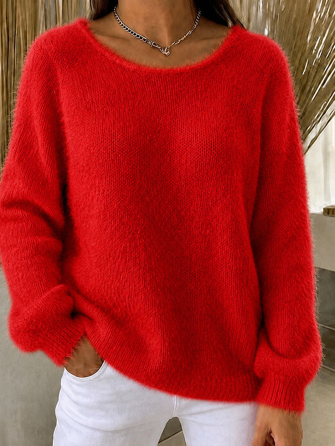 Women'S Solid Color Multi-Color Solid Color Long Sleeved Thin Sweater Top