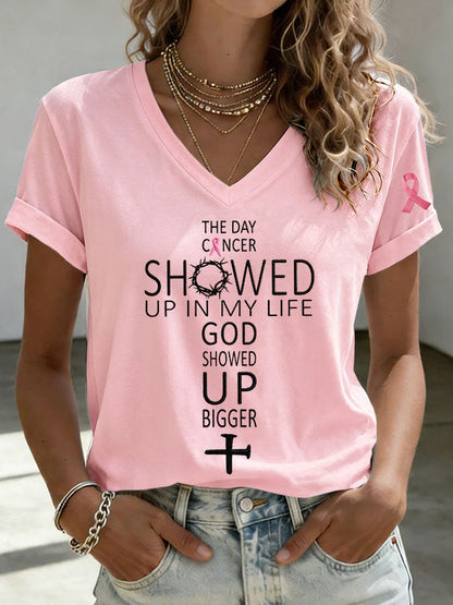 Women'S Breast Cancer Awareness Printed Casual T-Shirt