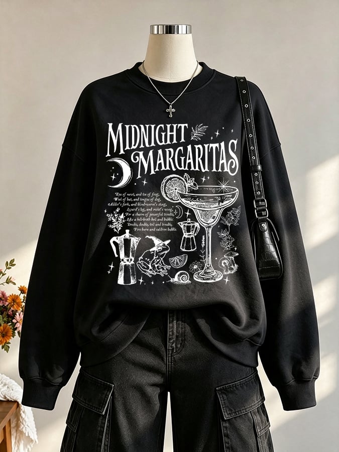 Women's Midnight Margaritas Print Casual Sweatshirt