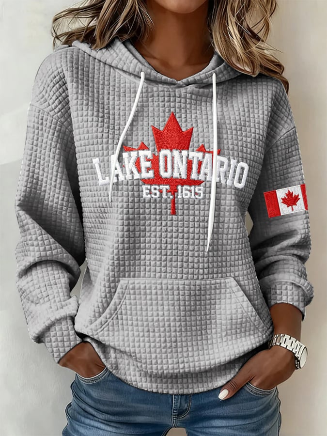 Retro Lake Ontario Est 1615 Print Hoodie