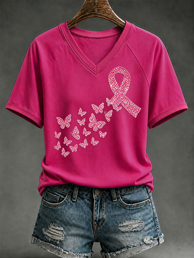 Women'S Breast Cancer Promotion Printed Casual T-Shirt