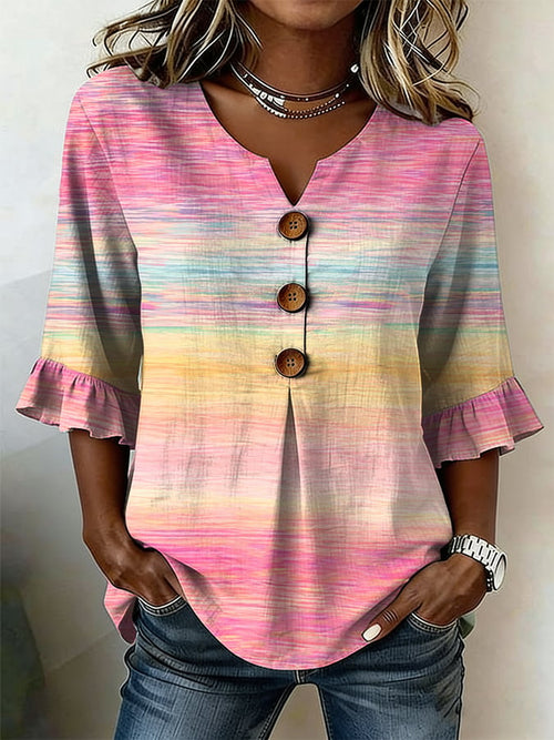 Women's Breast Cancer Awareness Print Casual Button-Down Shirt