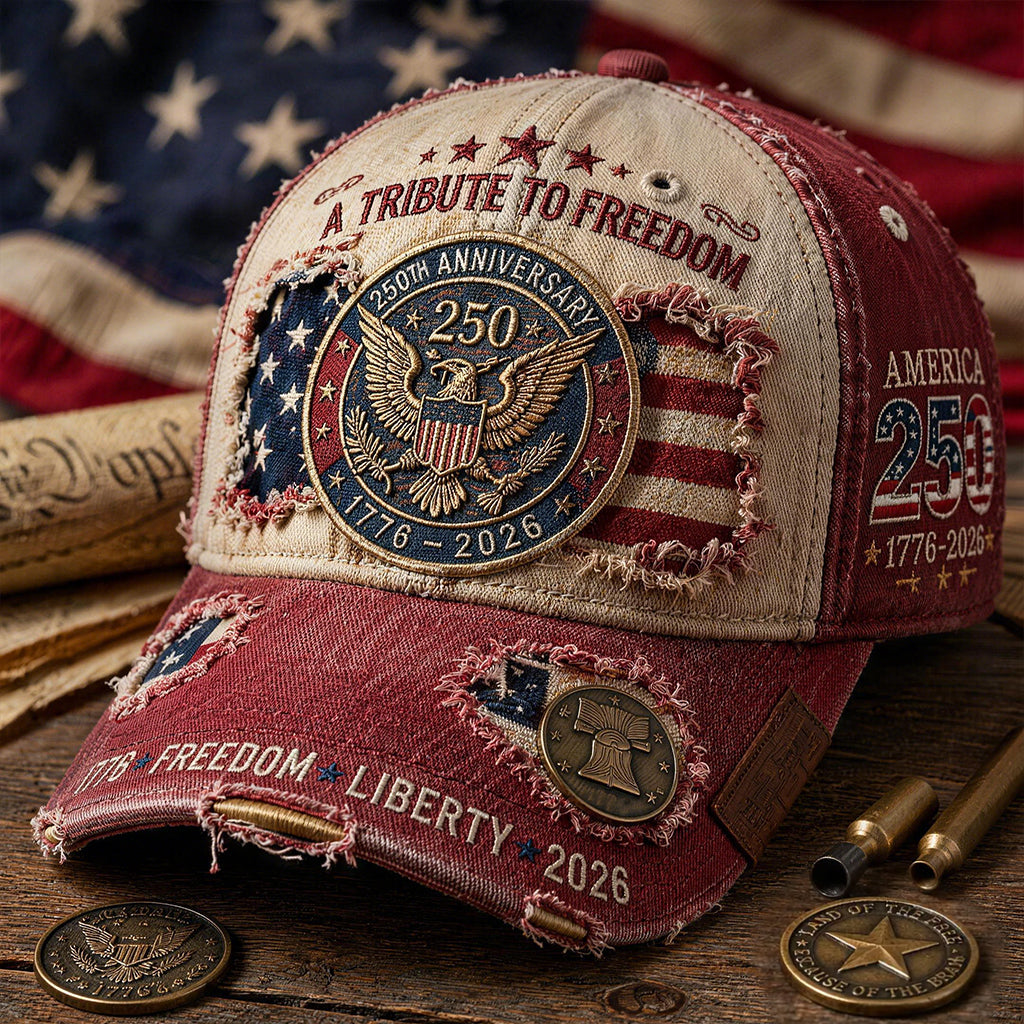 America 250th Anniversary Vintage Distressed Flag Cap