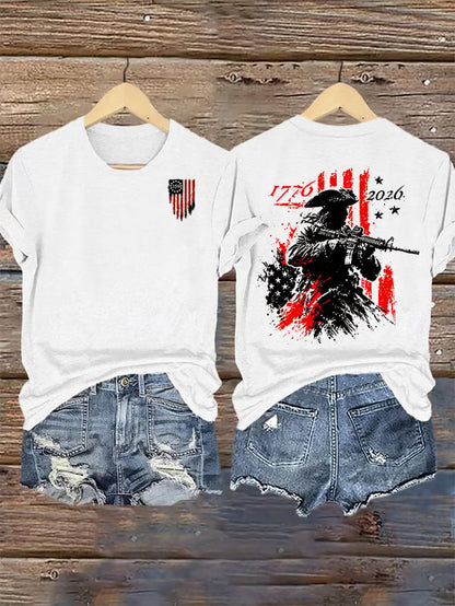 Women's  250th Anniversary Distressed American Flag 2-sided Shirt