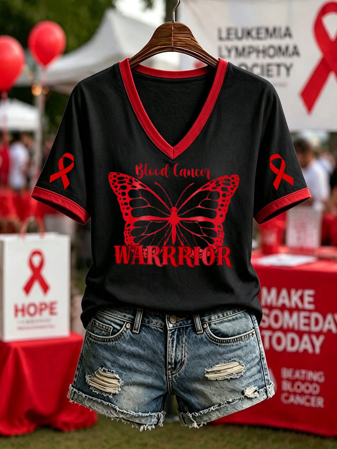 Women's Blood Cancer Awareness V-neck T-shirt