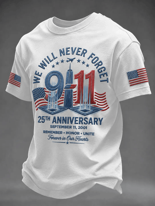 Men's 9.11 Never Forget Printing  T-Shirts