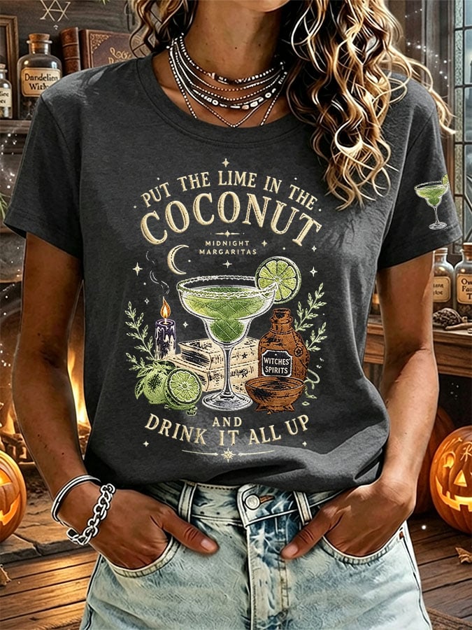 Women's Midnight Margaritas Print Casual T-shirt