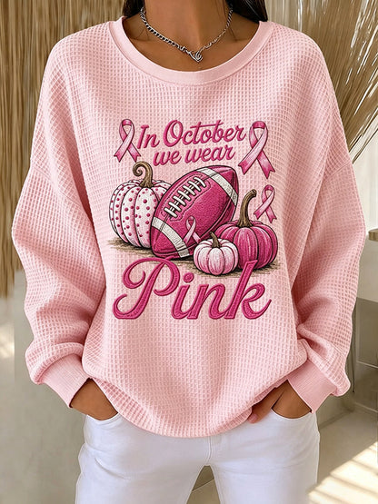Women'S Pink Rugby Waffle Sweatshirt