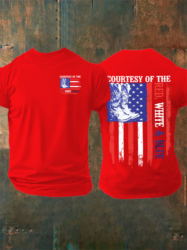 Men's  Courtesy Of Red White And Blue 250th Anniversary Flags T-Shirt